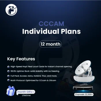 CCCam 12 months subscription with HD channels and reliable IPTV servers