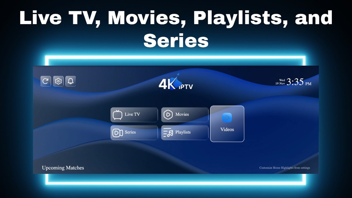 IPTV 4K Home Screen Interface