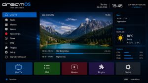 DreamOS interface on a Dreambox Enigma2 receiver