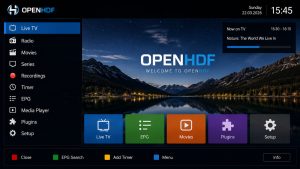 OpenHDF interface on a compatible Enigma2 receiver