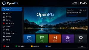 OpenPLi interface on an Enigma2 receiver